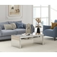 thumbnail image 6 of Rectangle Glass Mirrored Coffee Table Silver Accent Table Modern Full Mirror Coffee Table for Living Room, 6 of 9