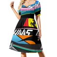 thumbnail image 3 of Vestido de manga corta con diseño de parrilla de F1 para mujer. Vestido largo para mujer., 3 of 7
