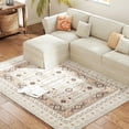 thumbnail image 2 of Resenkos 5x7 Machine Washable Area Rug - Non-Slip Boho Flannel Print Carpet for Living Room, Bedroom, Dining Room, Brown, 2 of 7