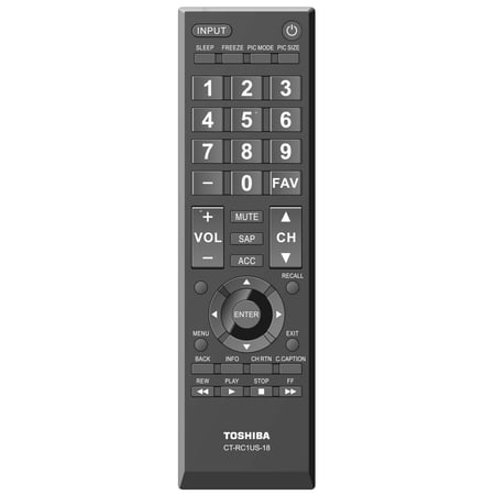 TOSHIBA CT-RC1US-18 Remote Control for All Toshiba TVs 28L110U 32L310U18 40L310U 43L310U 49L420U 50L420U 55L510U18 65L350U