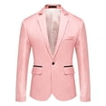 thumbnail image 5 of INSPIRE CHIC Men's Suit Jacket Notched Lapel Long Sleeve Single Vent Back One-Button Blazer 38 Pink, 5 of 6