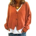 thumbnail image 1 of Pull Femme Tricoté Décontracté Col en V Cardigan Couleur Unie, 1 of 4