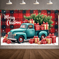 thumbnail image 5 of Retro Truck Decoration Christmas Banner Holiday Gifts Festive Design Snow Background for Winter Celebrations Indoor Party, 5 of 9