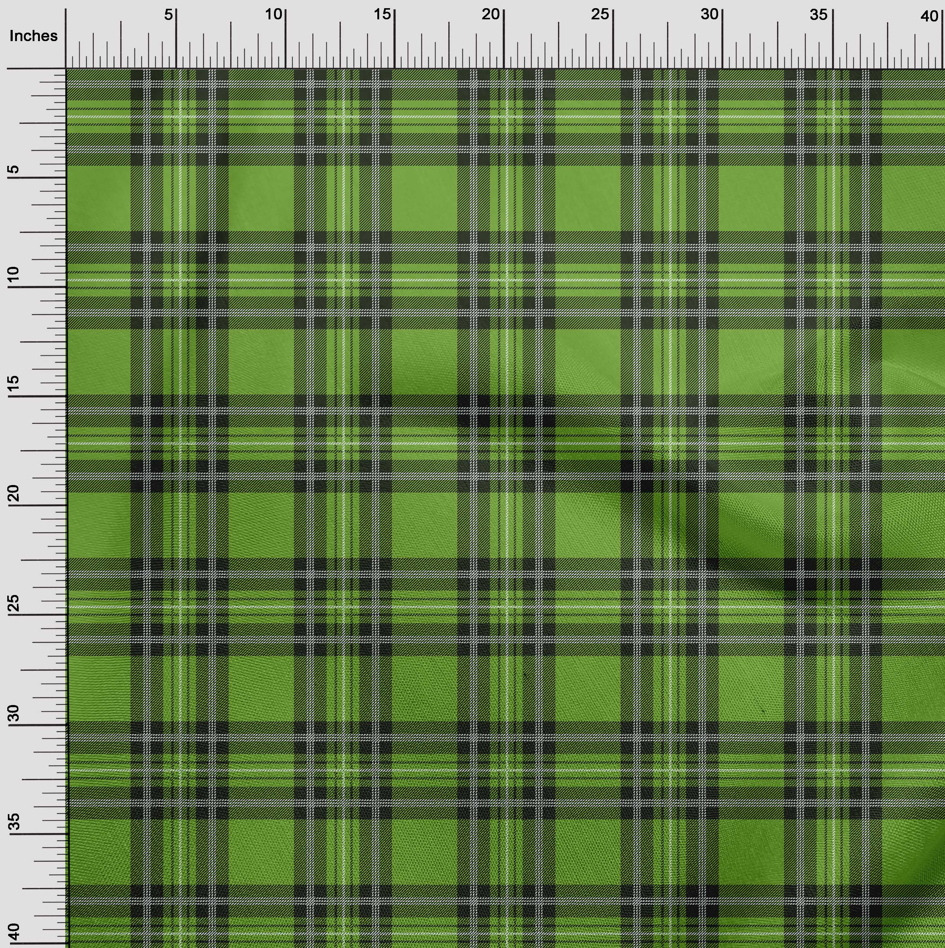 oneOone Cotton Flex Green Fabric Tartan Diy Clothing Quilting Fabric Print Fabric By Yard 40 Inch Wide-5388