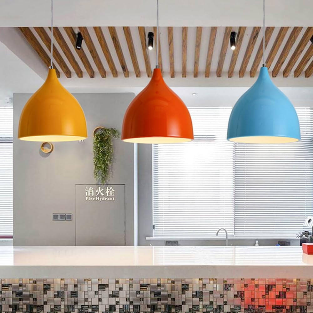 Modern Simple Colorful Pendant Light for Kitchen Island, Minimalism Nordic Style Metal Pendant Lighting for Dining Room, Vintage Rustic Pendant Lamp, Retro Pendant Light Fixture
