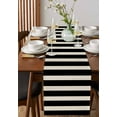 thumbnail image 2 of Black Beige Striped Burlap Cotton Table Runner 13x70 Inches Long, Vintage Geometric Line Simple Farmhouse Table Runners, Outdoor Dining Tablecloths Decor for Baby Shower/Party/Wedding, 2 of 6