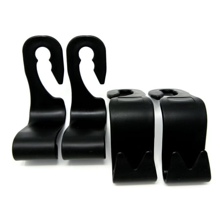 Tanaka Car SUV Back Seat Headrest Hanger Storage Hooks (Black - Set of