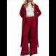 thumbnail image 1 of Cárdigan de Punto Extra , Básico, de Color Liso, Abierto Al Frente, Holgado, con Cordones, para Mujer. Cárdigan Rojo L, 1 of 8