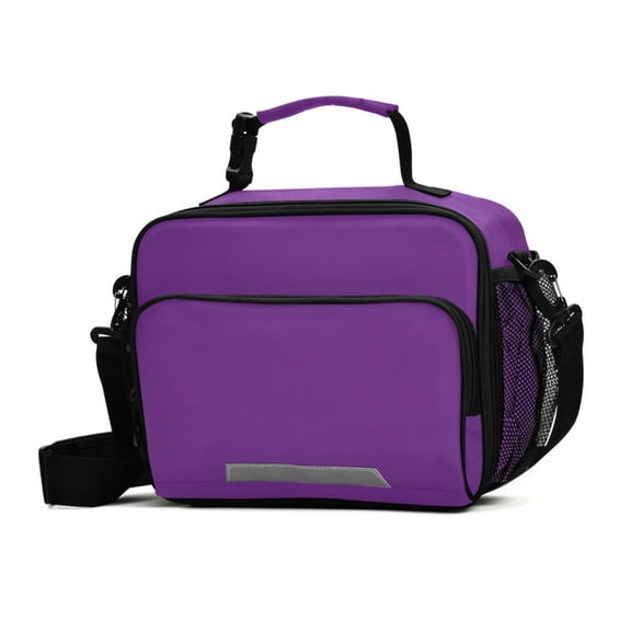 ALAZA Purple Solid Color Lunch Box Insulated Cooler Bag Reusable Tote Bags Shoulder Strap