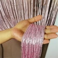 thumbnail image 3 of Topboutique Door String Curtain Decorative Fringe Curtains Wall Panel Fringe Silver Ribbon Thread Fringe Window Panel Room Divider Strip Tassel for Wedding Party Home,Pink,39"x79", 3 of 7