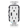 thumbnail image 1 of Cargador de pared USB Leviton T5633-W tipo A y tipo C 15A, 1 of 5