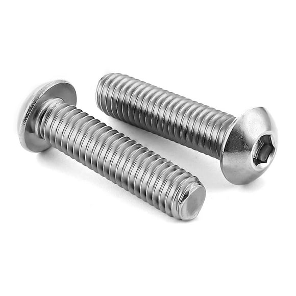 M8-1.25 x 55mm Tête de Bouton Capuchon Vis, Acier Inoxydable 18-8, Finition Vive, Entièrement Fileté, Entraînement de Prise Allen, 10 Pcs