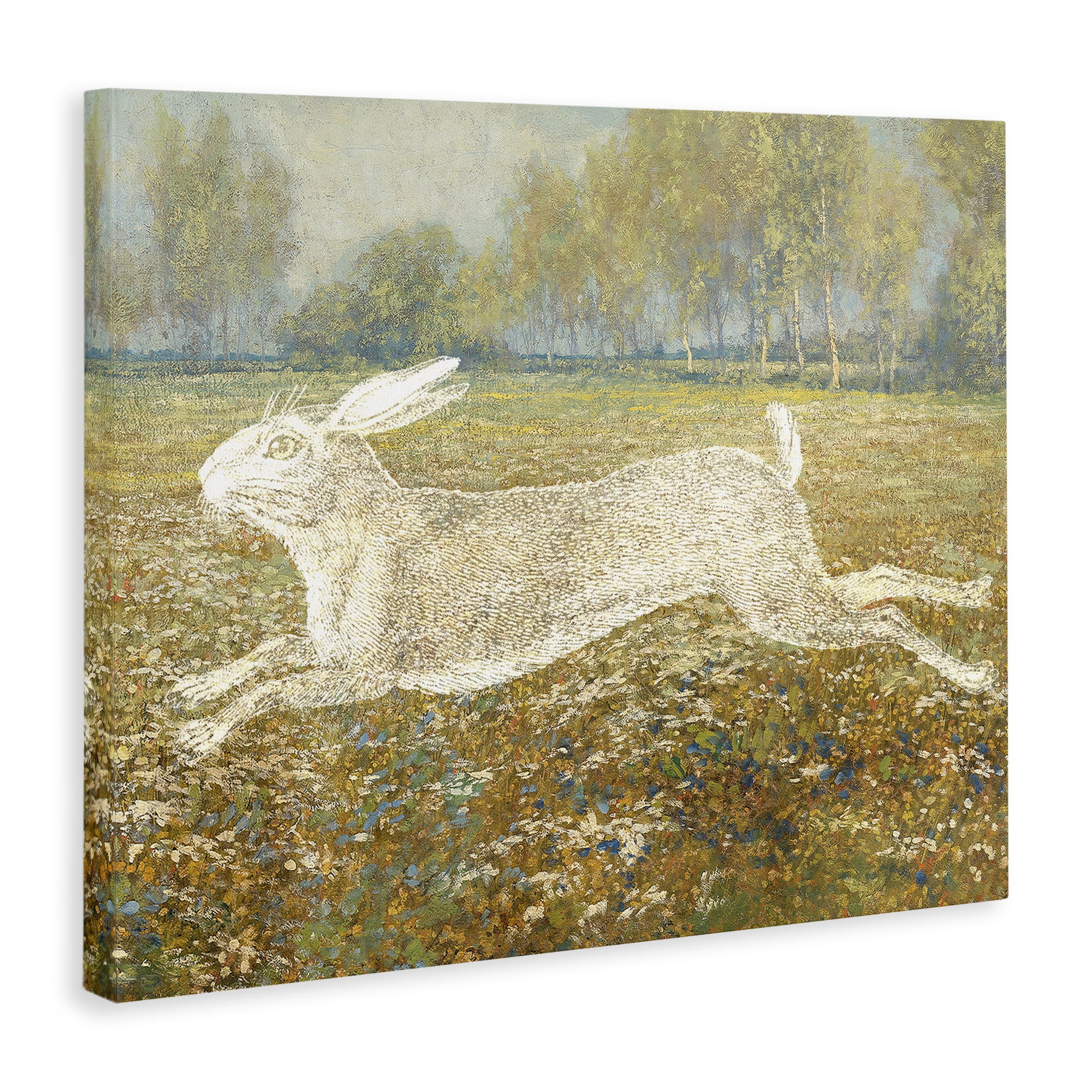 Stupell Industries Impressionist Jumping Hare Landscape & Nature Painting Wrapped Canvas Art Print Wall Art, 40 x 30