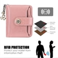 thumbnail image 2 of Small Wallet for Women Genuine Leather RFID Blocking Wallet Bifold Purse Zipper Pocket Card Holder with ID Window - Pink, 2 of 7