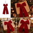 thumbnail image 5 of 3Pcs Velvet Ribbon Bows Christmas Tree Decorations,4in x 10in Vintage Xmas Ornaments for Tree Home Party Front Door Wreath Garland Holiday Decor, 5 of 7