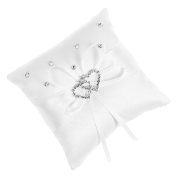CHICHUMID Wedding Accessory Bridal Square Ring Holder 1Pcs White Satin 3.9x3.9x1.6In