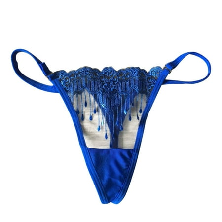 

BIZIZA Thongs for Women Sexy Panties See Through G-string Seamless Low Rise Blue One Size