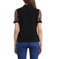 thumbnail image 3 of INSPIRAR CHIC Blusa de Manga Corta de Malla con Cuello de V y Lazo para Mujeres, Color Negro, Talla L, 3 of 6