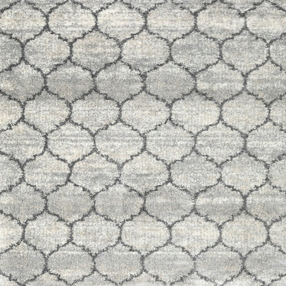 Ahgly Company Indoor Square Contemporary Dark Gray Trellis Area Rugs, 7' Square