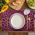 thumbnail image 4 of Pink Leopard Print Placemats Set of 8, Retro Chic Abstract Animals Texture Placemats for Dining Table, Place Mats for Kitchen Tabletop, Waterproof Wipeable Dining Table Mats Set, 4 of 9