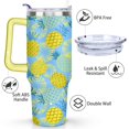 thumbnail image 3 of 40oz Tropical Pineapple Pattern Stainless Steel Flip Straw Tumbler Spill Proof Travel Cup Double Wall Vacuum Insulated Coffee Mug with Top Handle, 3 of 6