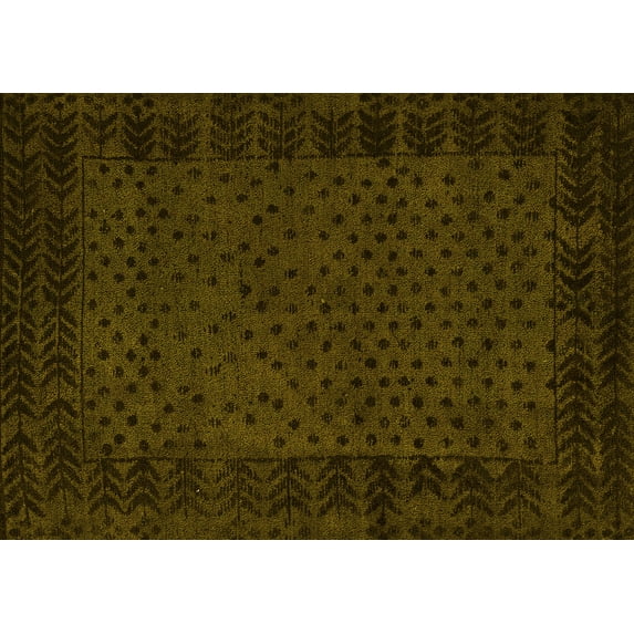 Ahgly Company Machine Washable Indoor Rectangle Abstract Yellow Modern Area Rugs, 6' x 9'