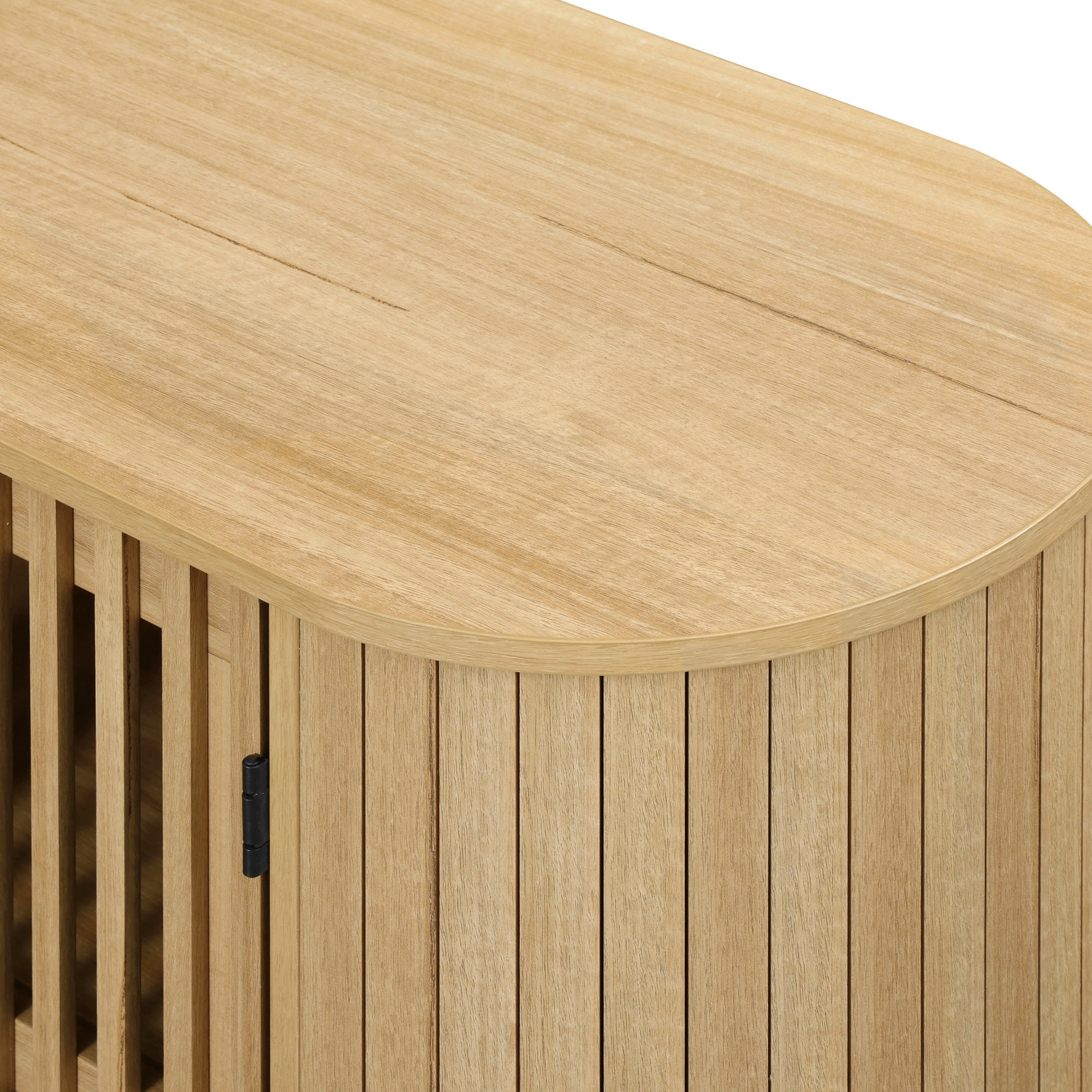 WAMPAT Modern Sideboard Buffet Cabinet with Storage, Wooden Accent Storage Cabinet with 4 Fluted Doors, Credenza with Curved Design for Dining Room, Living Room, Kitchen, Oak
