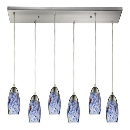 

Six Light Rectangular Pendant-Starlight Blue Glass Color Bailey Street Home 2499-Bel-1631339