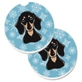 thumbnail image 1 of Flocon de Neige Lisse Noir & Tan Teckel Lot de 2 Porte-Gobelet Voiture Coaster, 1 of 1