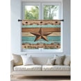 thumbnail image 4 of Sheer Curtains 54 Inch Length, Western Texas Star Vintage Semi Sheer Curtains Light Filtering Window Treatment, Retro Farmhouse Turquoise Brown Wood Privacy Voile Drapes for Living Room 52x54 Inch, 4 of 7