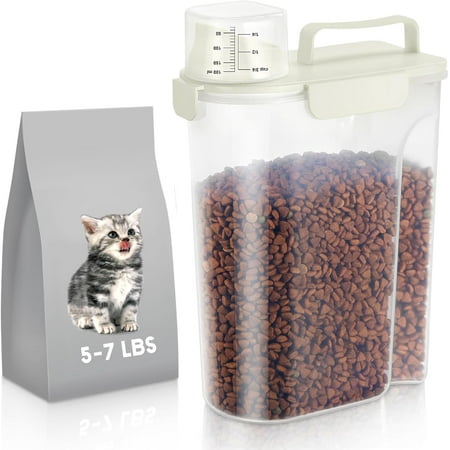 5-7Lbs Cat Dog Storage Container Portable Pet Food Containers with Upgraded Large Spout and Cup Small Animal Kibble Dispenser for Bird Seed Oatmeal Rice Flour Brown Sugart-Dark Green