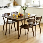 Noble House 47 Solid Wood Dining Table, Rectangular Mid-Century Kitchen Table with Rounded Corners, Walnut