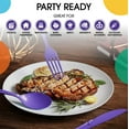 thumbnail image 6 of Crown Display 150-Piece Purple Disposable Silverware - Plastic Cutlery Combo Set, 6 of 7