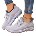 thumbnail image 2 of Domzle Women's Warm Faux Fur Lined Orthopedic Snow Sneakers Comfortable Breathable Slip On Non Slip Mesh Casual Walking Shoes with Arch Support For Outdoor Daily Gray, 2 of 9