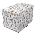 thumbnail image 1 of Cartoon Dog Crate Cover, Repeating Pattern with Sketchy Kittens, Easy to Use Pet Kennel Cover for Medium Large Dogs, 35" x 23" x 27", White Multicolor, by Ambesonne, 1 of 6