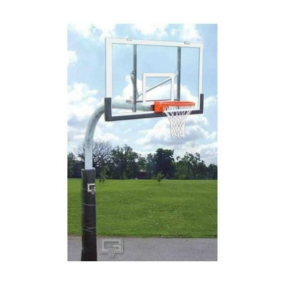 3.5 in. O.D. BB48A38 726 Goal Front Mount Gooseneck Post with Braces Backboard