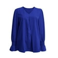 thumbnail image 3 of Women's 2025 Long Sleeve Tops Dressy Casual V Neck Tunic Shirts Loose Chiffon Work Blouse, 3 of 6