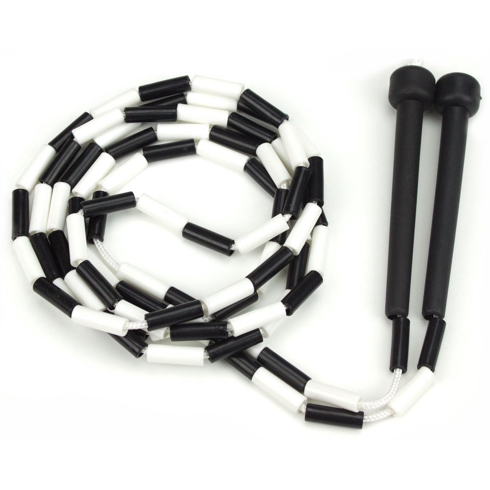 Black and White 7foot jump rope with plastic segmentation Walmart