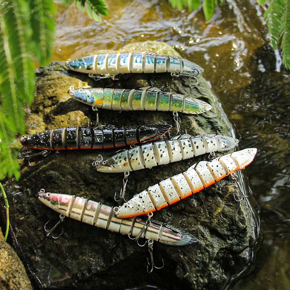 HENGJIA Fishing Lures, 14pcs Large Multi Jointed Fish Fishing Kits Slow Sinking Lifelike Swimbait Freshwater and Saltwater for Trout Bass Lures, 5.51"/0.75oz