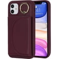 thumbnail image 2 of for iPhone 11 Case with Card Holder - Credit Card Slot,RFID Blocking,360°Rotating Ring Kickstand and Leather Flip Folio Wallet Cover for Women(Wine Red), 2 of 17