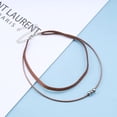 thumbnail image 3 of Boho Layered Leather Choker Necklace Brown Suede Choker Necklace Silver Beads Pendant Necklace Vintage Velvet Short Necklace Leather Cord Choker Necklace Jewelry for Women, 3 of 7