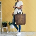 thumbnail image 4 of FORMRS Womens Canvas Tote Bag with Zipper Inner Pocket Shoulder Handbag, Wood Grain, 4 of 7