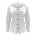 thumbnail image 4 of Womens Cardigans Long Sleeve Solid Color Hooded Knit Outerwear V Neck Button Down Open Front Soft Casual Work Sweaters for Women, 4 of 5