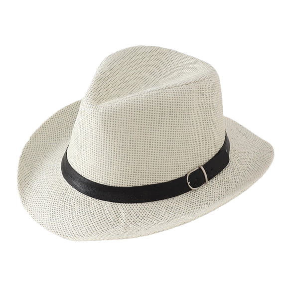 FUZHIQ Panama Hat Wide Brim UPF 50 Breathable Summer Beach Sun Hat with Contrast Band for Women Men Vacation Travel Outdoor Daily Wear,One Size