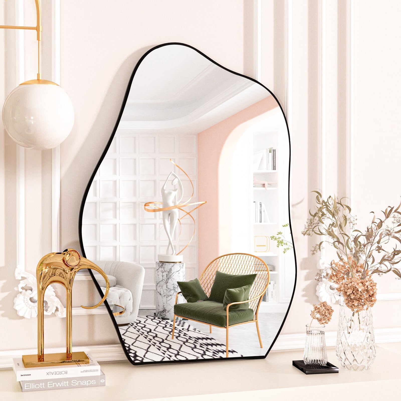 BEAUTYPEAK 26"x38" Irregular Frameless Bathroom Wall Mirror