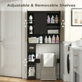 thumbnail image 4 of DIYART 67.8" H Over The Toilet Storage Cabinet with Adjustable Shelves & Toilet Paper Holder, Farmhouse Over Toilet Bathroom Organizer, Double Door Toilet Cabinet for Bathroom, and Laundry, Black, 4 of 8