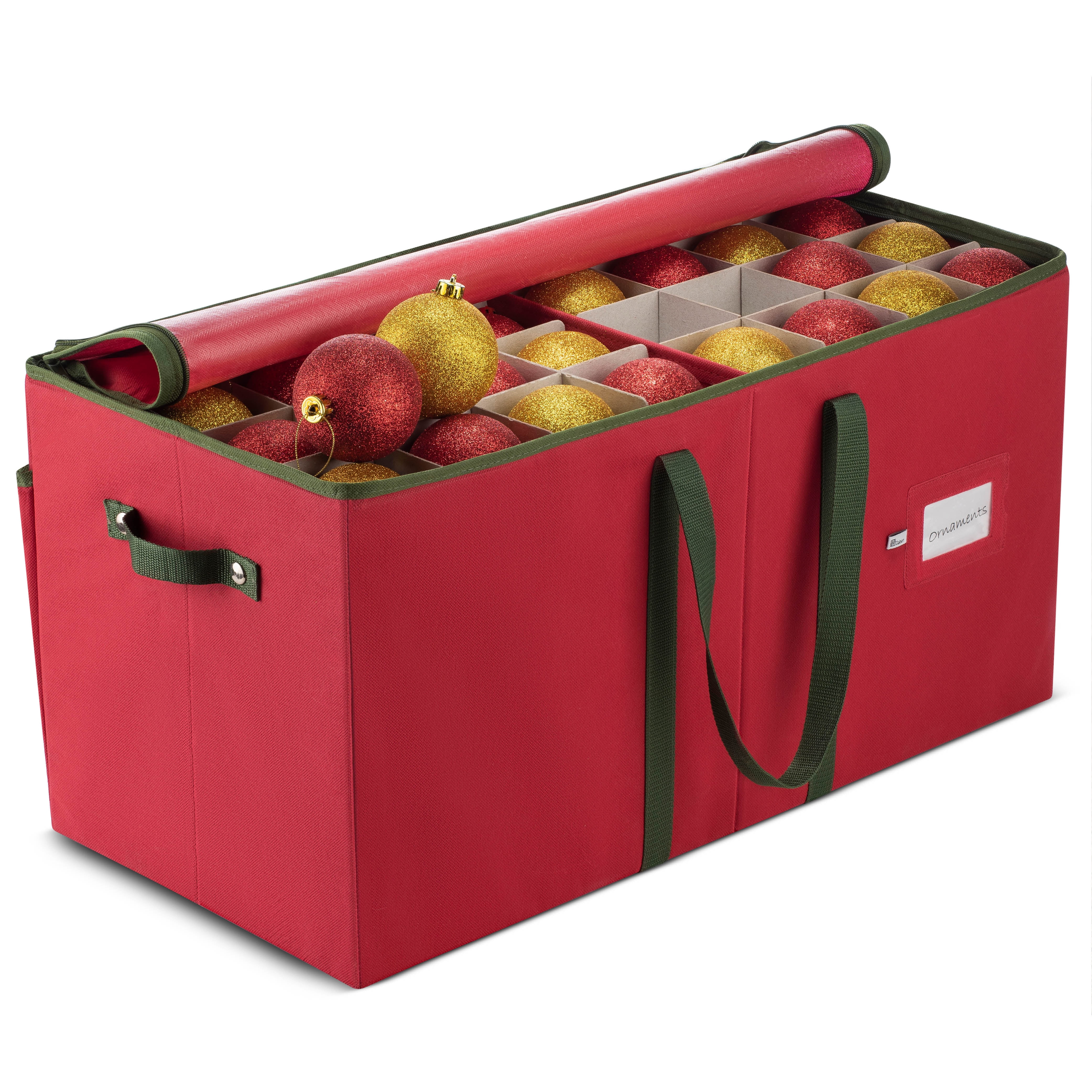 Large Christmas Ornament Storage Box with Dual Zipper Closure  Box
