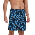 thumbnail image 2 of Balery Blue Butterfly Pantalones cortos de pijama de punto de algodón para hombre con cinturilla y bolsillos-Medium, 2 of 6