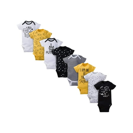 Gerber Short Sleeve Onesie - Assorted Short Sleeve Onesies Bodysuits, 8pk (Baby Boy)