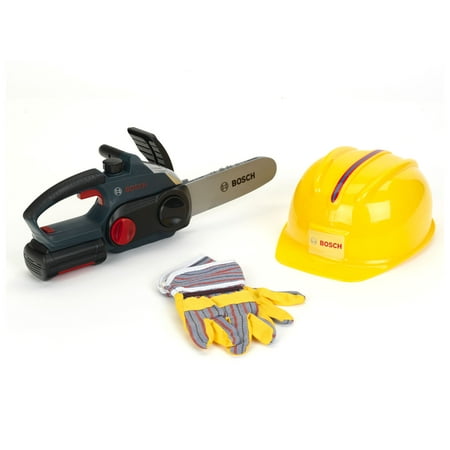 Theo Klein Bosch Chainsaw with Safety Helmet & (Best Chainsaw Protective Gloves)